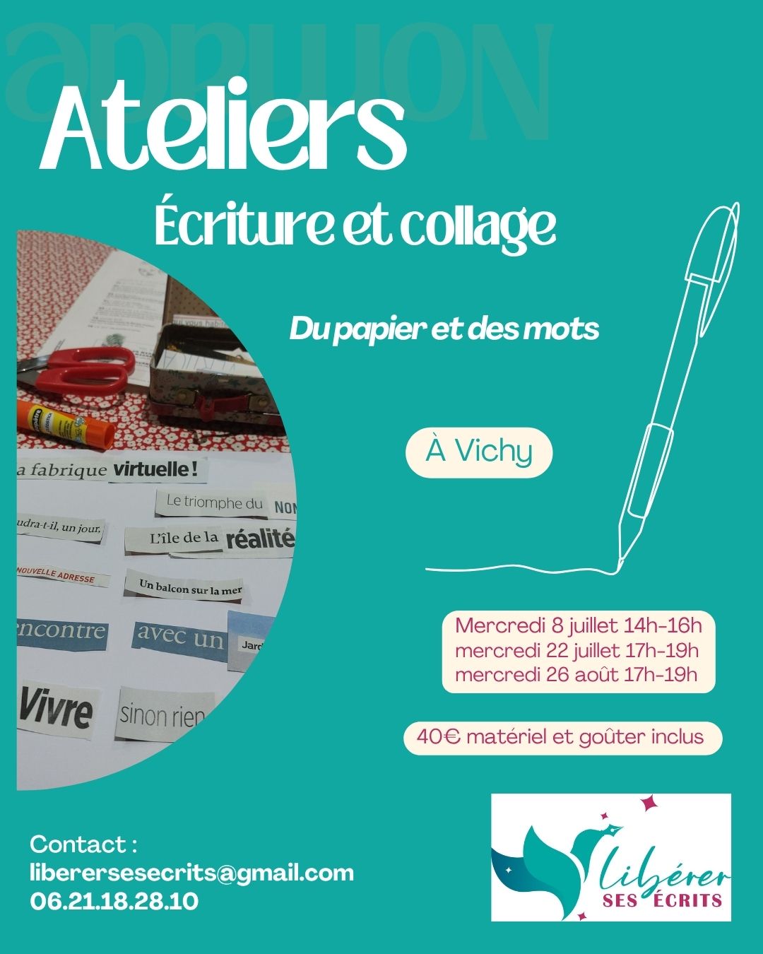 Écriture et collage à Vichy | Été 2026